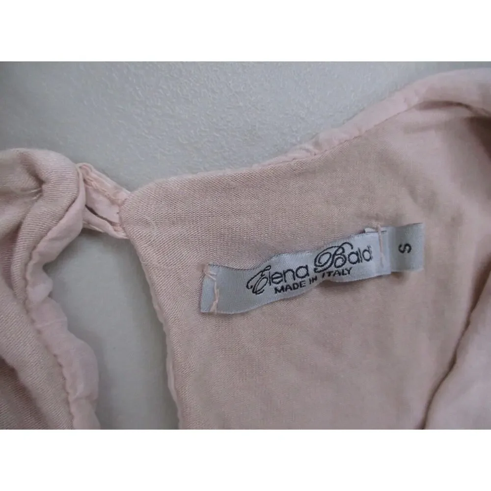 Elena Baldi Silk Top Women Small Crochet Lace Lagenlook Coquette Romantic Pastel - Picture 13 of 16